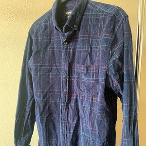 Men’s Express Plaid Corduroy Long Sleeve Button Down